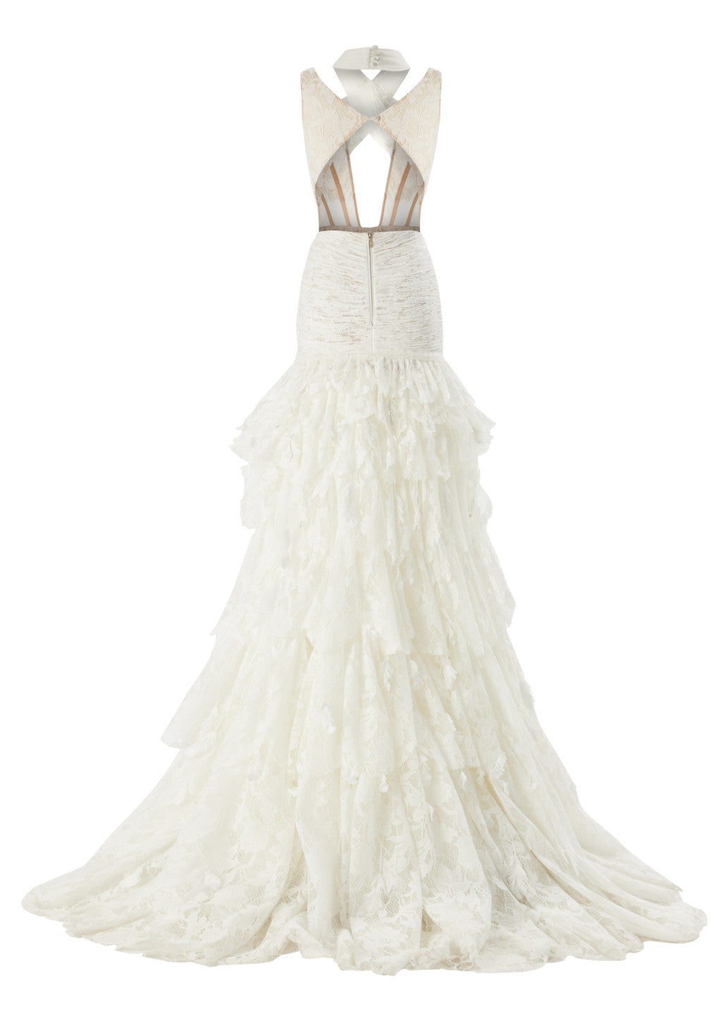 NIEUWE GEDETAILLEERDE MAXI-JURK MET KRUIS HALTERNECK-SLUITING