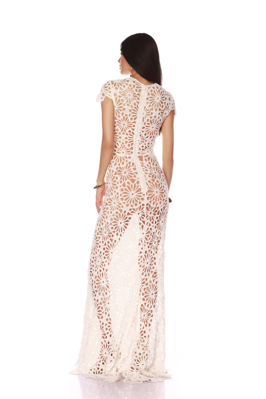 NEW MARLEY CAP SLEEVE WHITE CROCHET MAXI DRESS