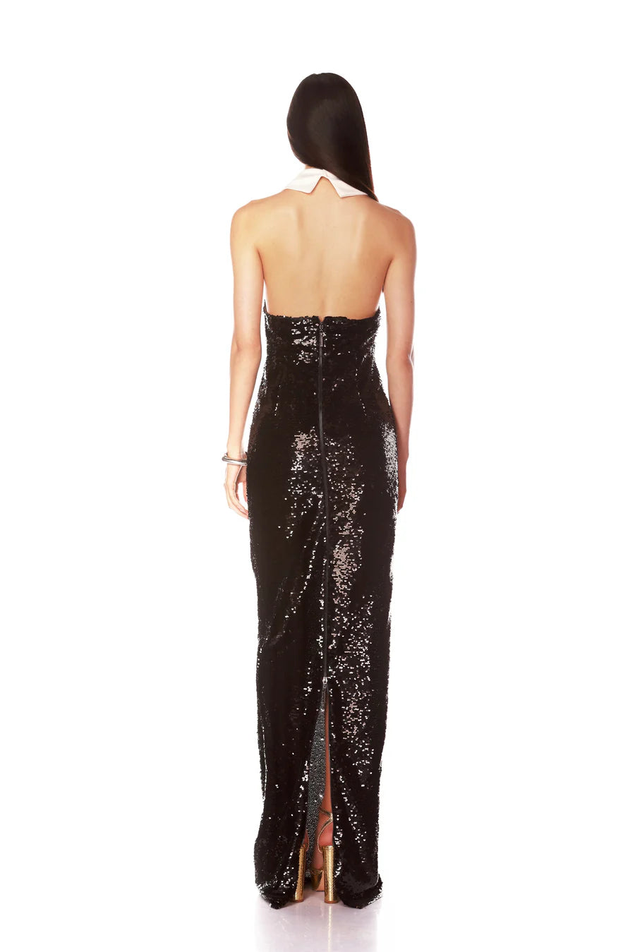 NEW WEDNESDAY SEQUIN HALTERNECK GOWN