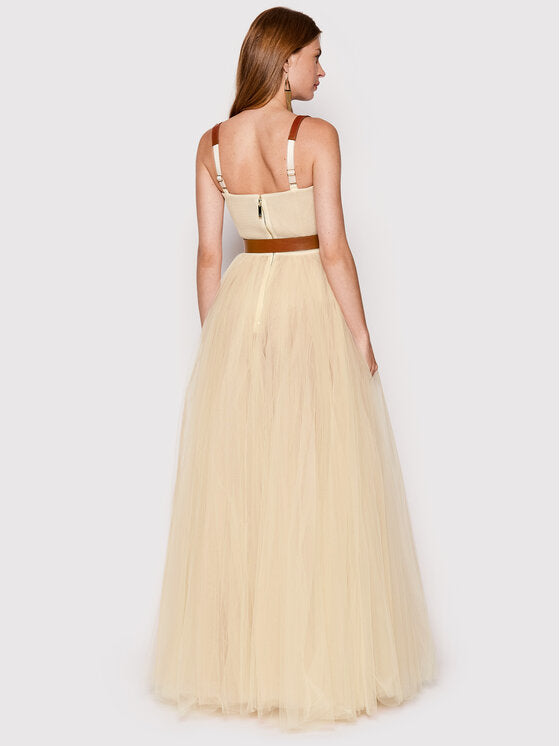 ROBE RED CARPET AVEC DETAILS EN CUIR