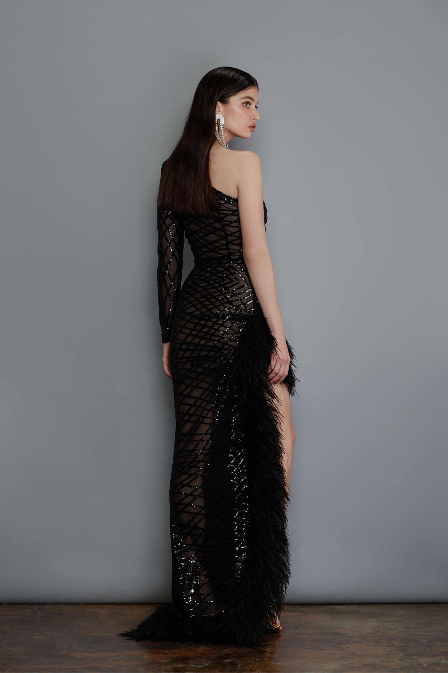 LOLA ONE SLEEVE BLACK GOWN