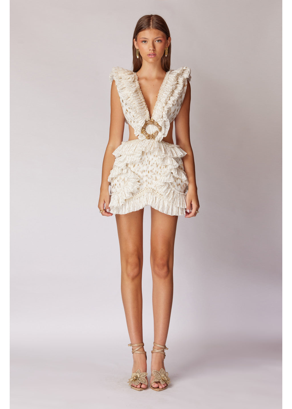 NEW GOLDEN LEOPARED JACGUARED AND RUFFLED DRESS