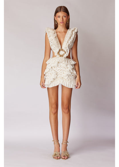 NEW GOLDEN LEOPARED JACGUARED AND RUFFLED DRESS