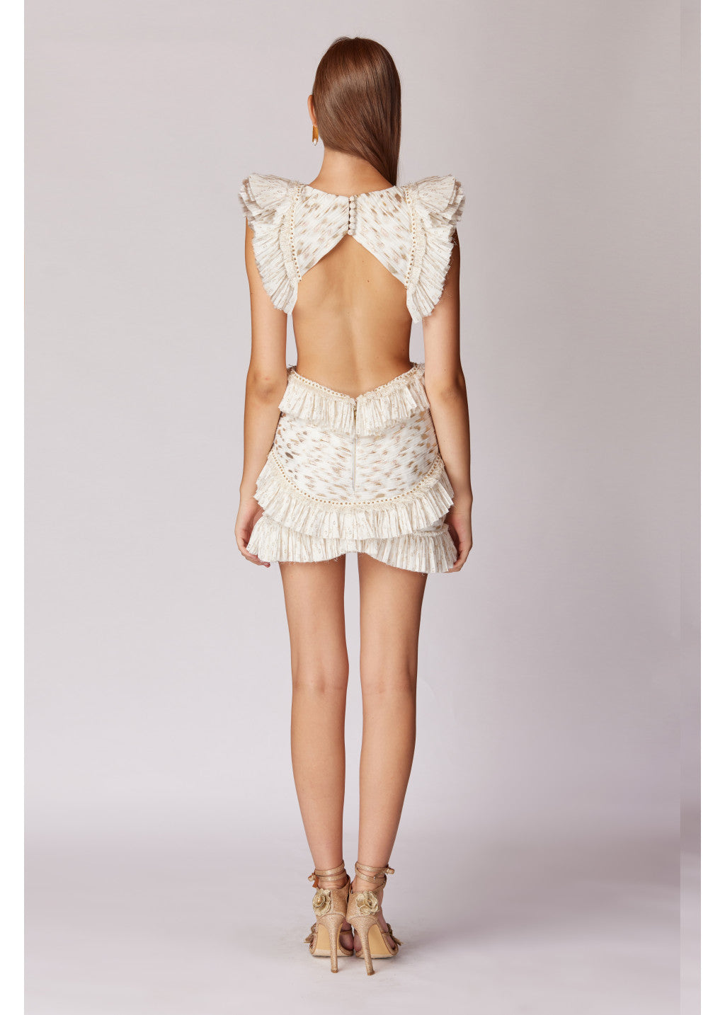 NEW GOLDEN LEOPARED JACGUARED AND RUFFLED DRESS