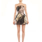 FLOWER CAGE EMBELLISHED STRUCTURED MINI DRESS