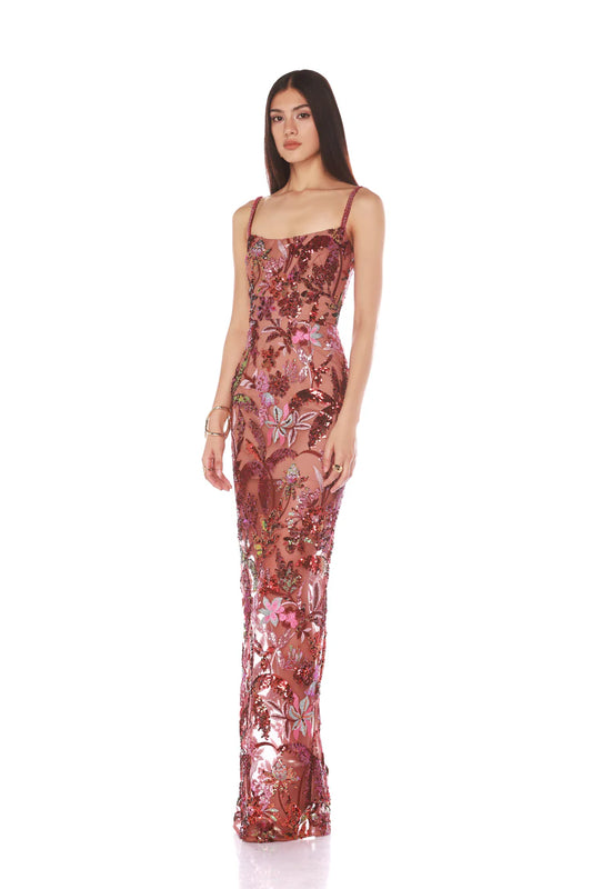 NEW DAHLIA LEONA EMBROIDERED GOWN