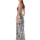 NEW FARAH SILVER STRAPLESS GOWN