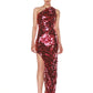 NEW FARAH ONE SHOULDER FUSCHSIA GOWN