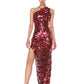 NEW FARAH ONE SHOULDER FUSCHSIA GOWN