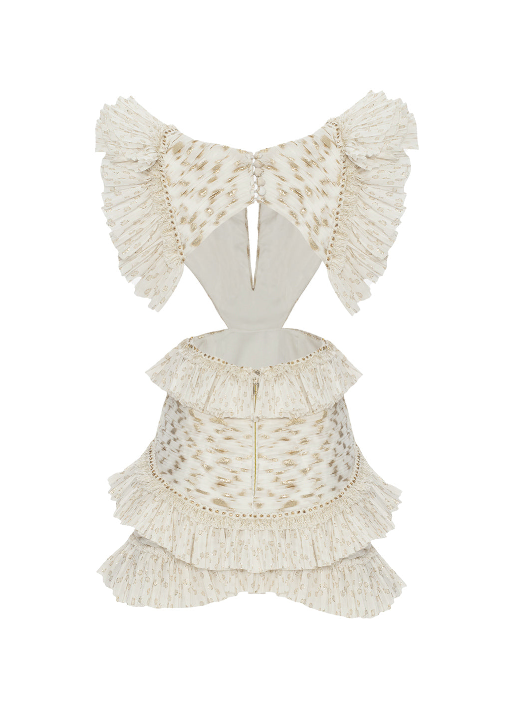 NEW GOLDEN LEOPARED JACGUARED AND RUFFLED DRESS