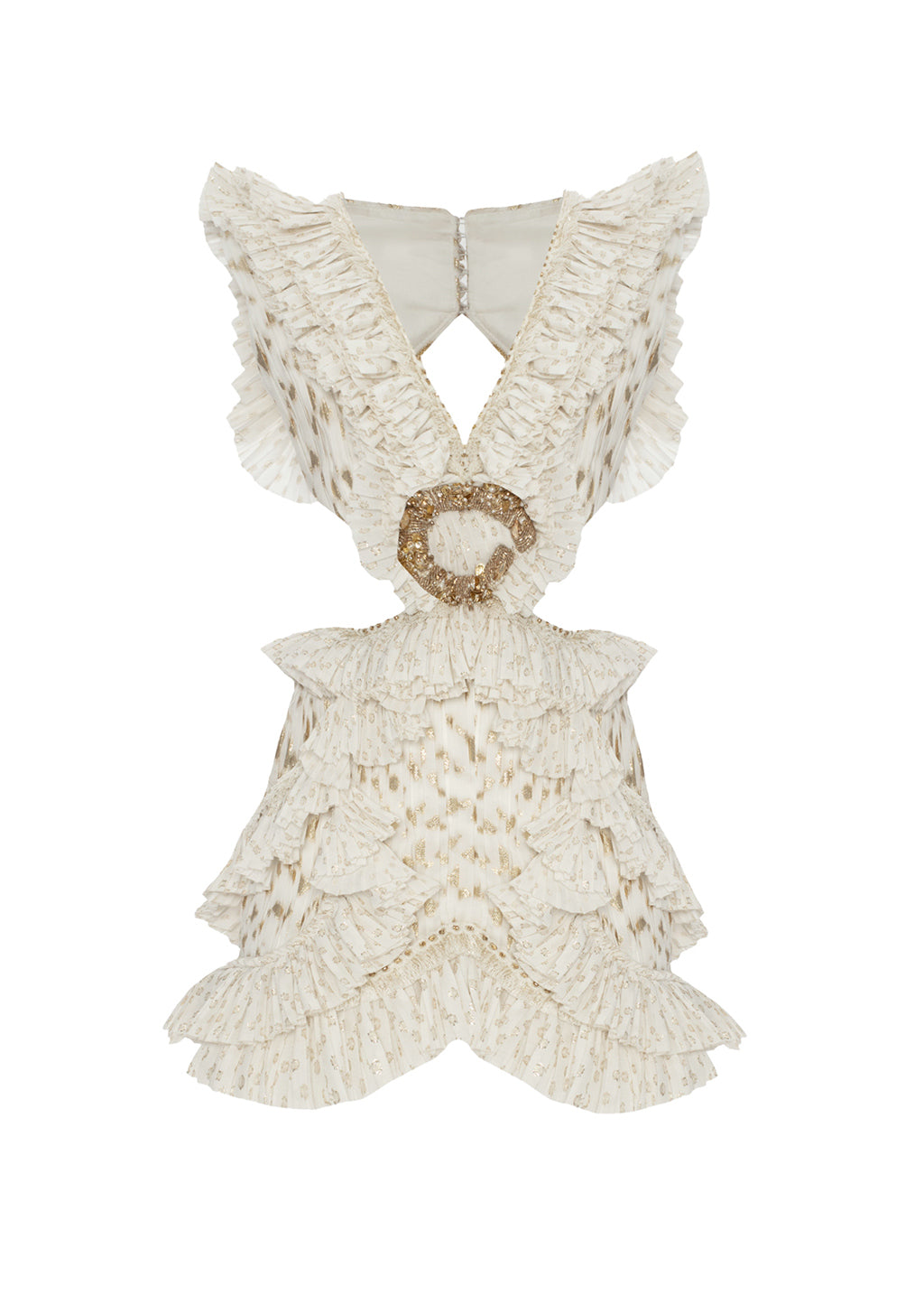 NEW GOLDEN LEOPARED JACGUARED AND RUFFLED DRESS