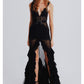 NEW SHEER FABRIC FRONT SLIT DETAILED MAXI DRESS