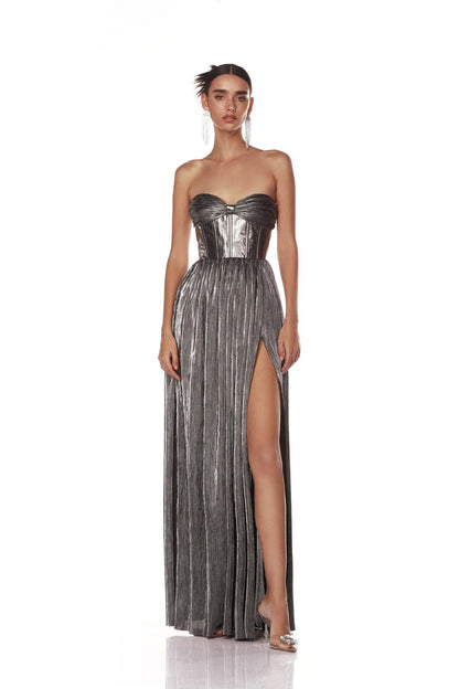 FLORENCE STRAPLESS SILVER GOWN