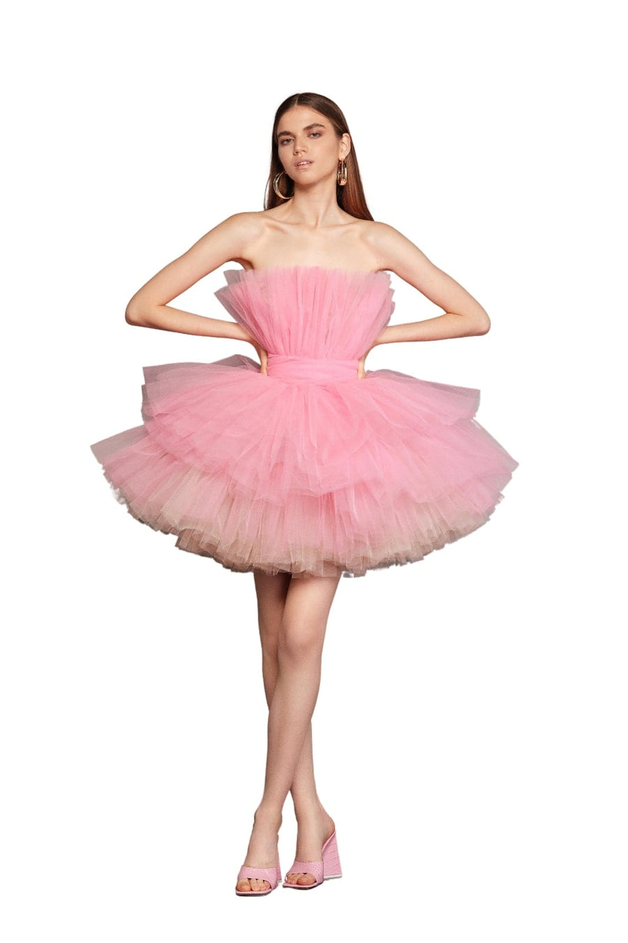 ANNA BABY PINK TIERED MINI