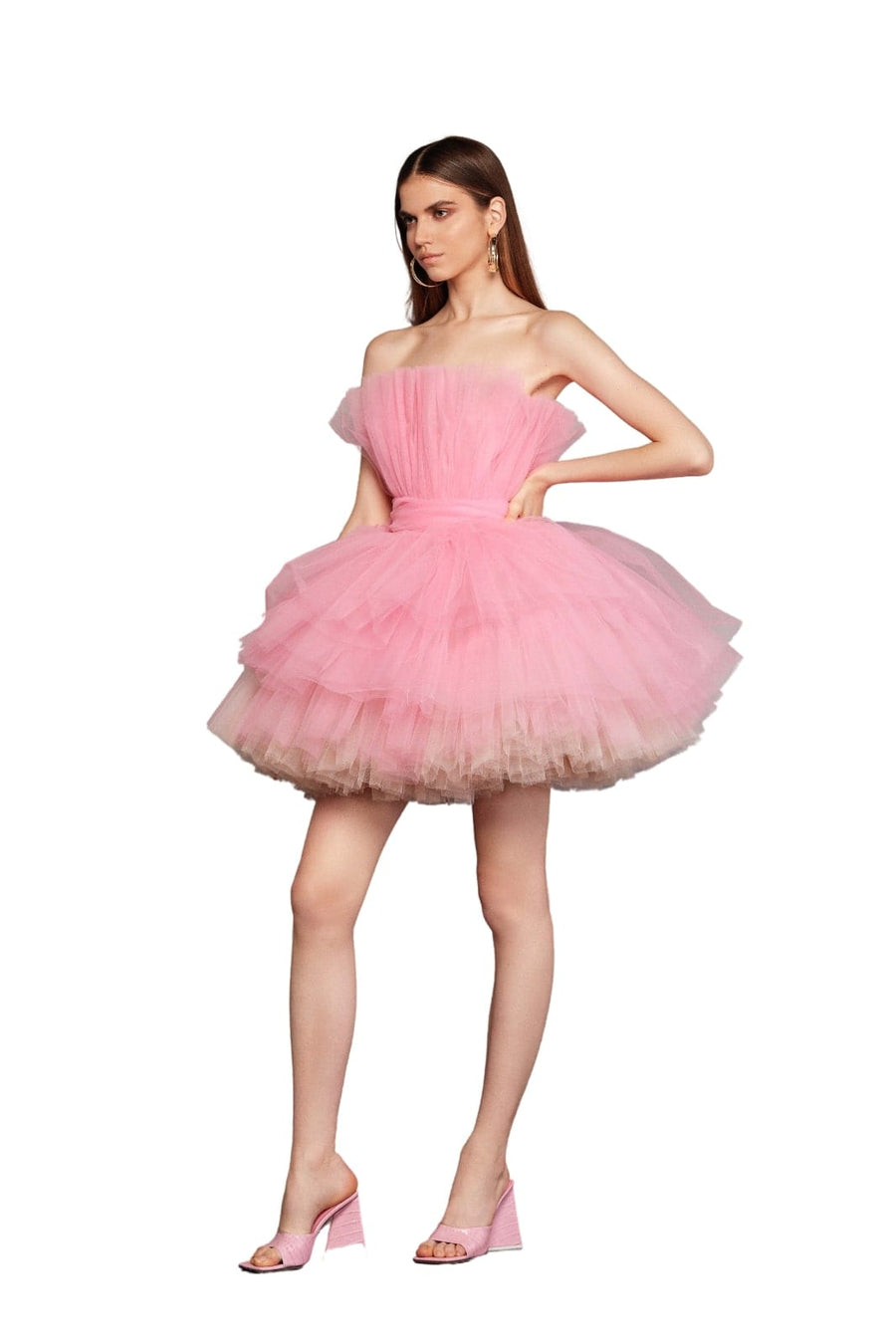 ANNA BABY PINK TIERED MINI