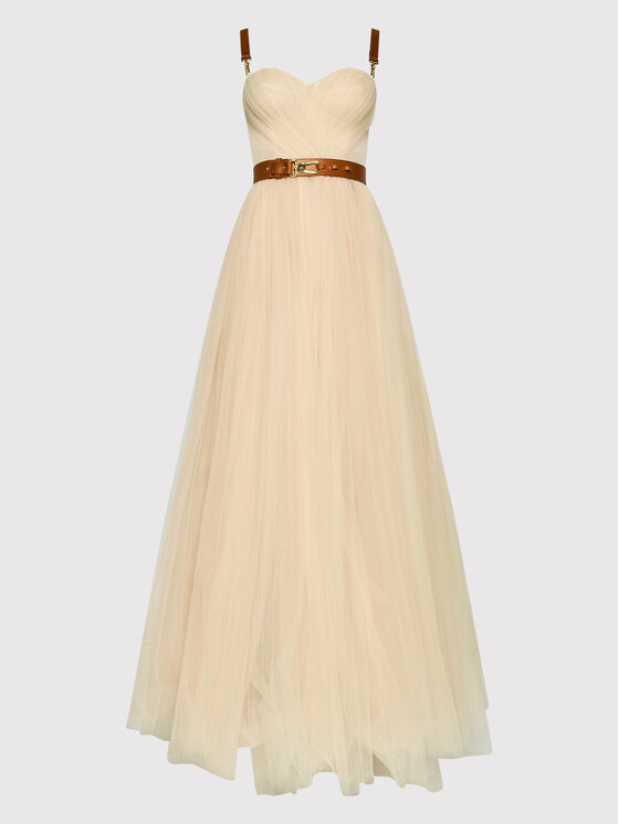 RODE TAPIJT JURK MET LEDEREN DETAILS