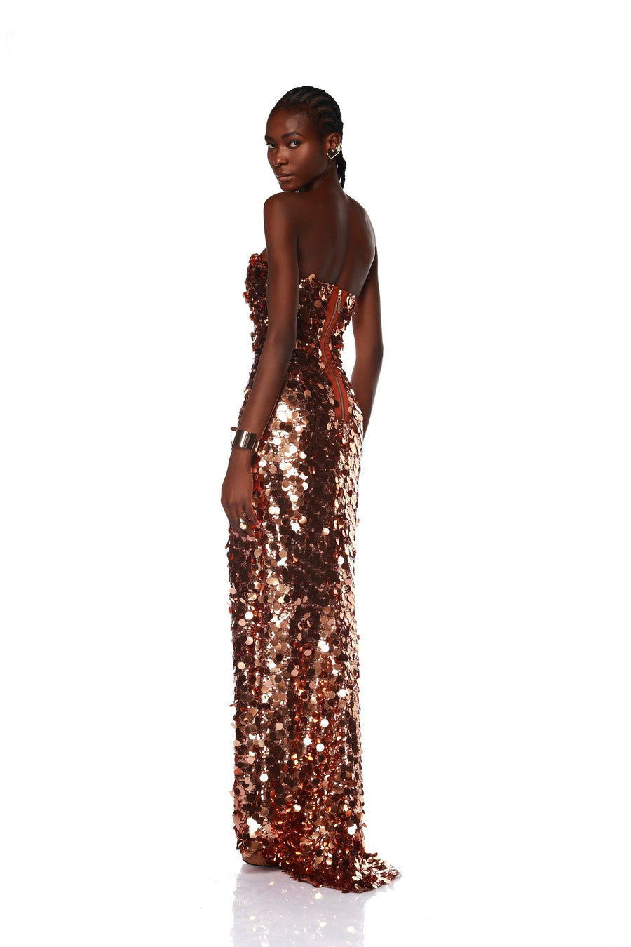 NEW FARAH STRAPLESS GOLD GOWN