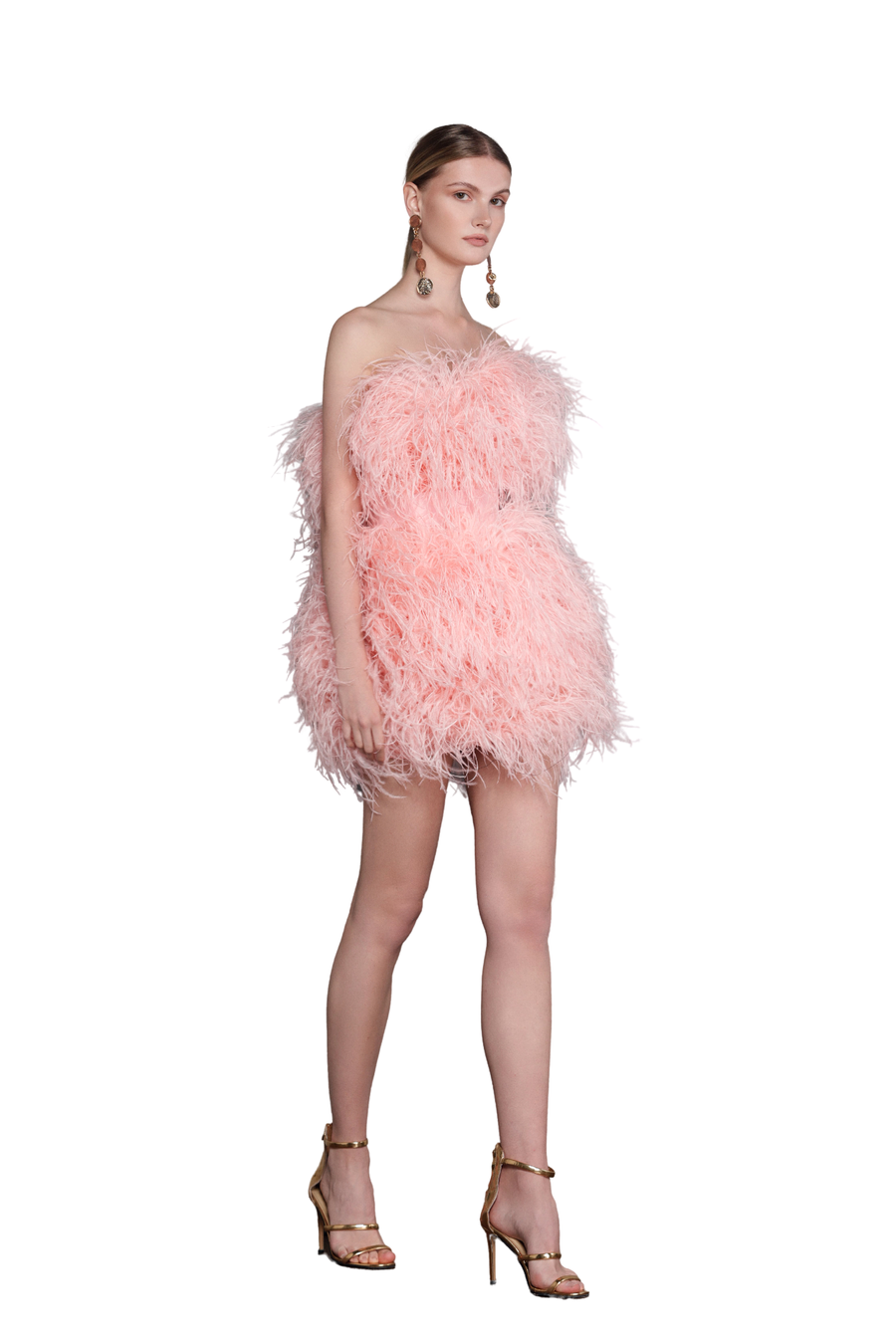 FEATHER PINK MINI DRESS