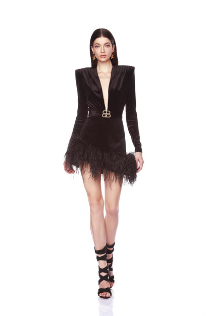 FIORA MINI-JURK MET LANGE MOUWEN 