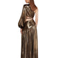 JAFARI ONE SLEEVE GOLD METAL GOWN