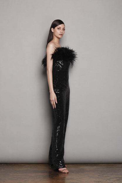 LOLA BLACK SEQUIN JUMPSUIT