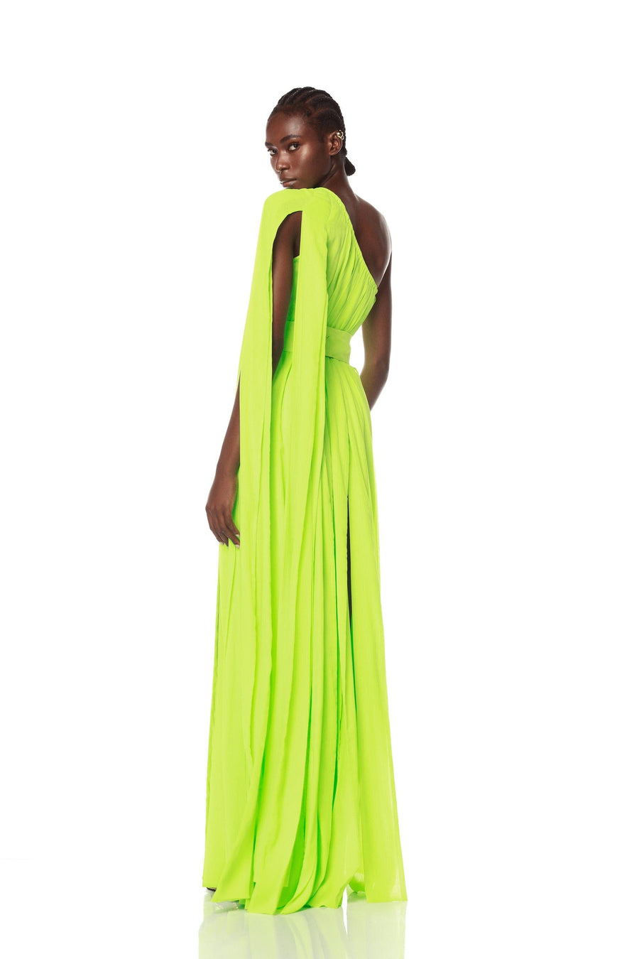 NIA GREEN ONE SHOULDER GOWN
