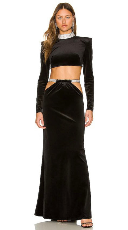 CLEOPATRA BLACK VELVET TWO PIECE SET